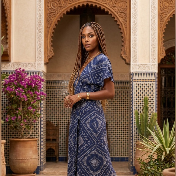 Blue Paisley Maxi Dress - Picture 4 of 6